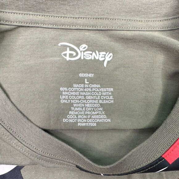 Disney Mickey & Minnie Olive Green Tee - Size Large - Picture 3 of 3